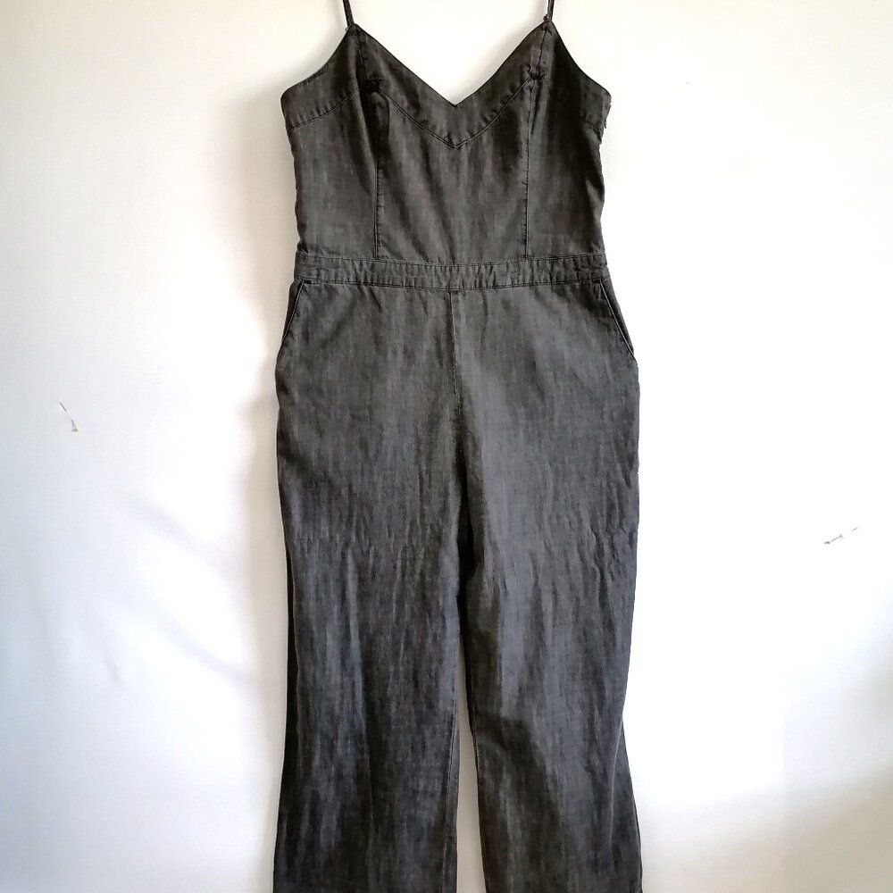 Y2K Abercrombie & Fitch Womens Dark Gray Spaghetti Straps Jumpsuit Size 12 - Picture 2 of 11